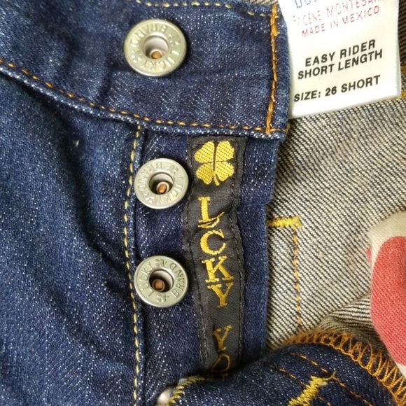 🆑$108 LUCKY dark wash button fly straight slim Bootcut Jeans Sz 26S easy rider - Picture 9 of 10